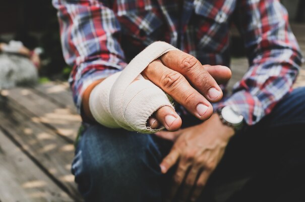 Gentleman With a Splint on His Hand After a Personal Injury